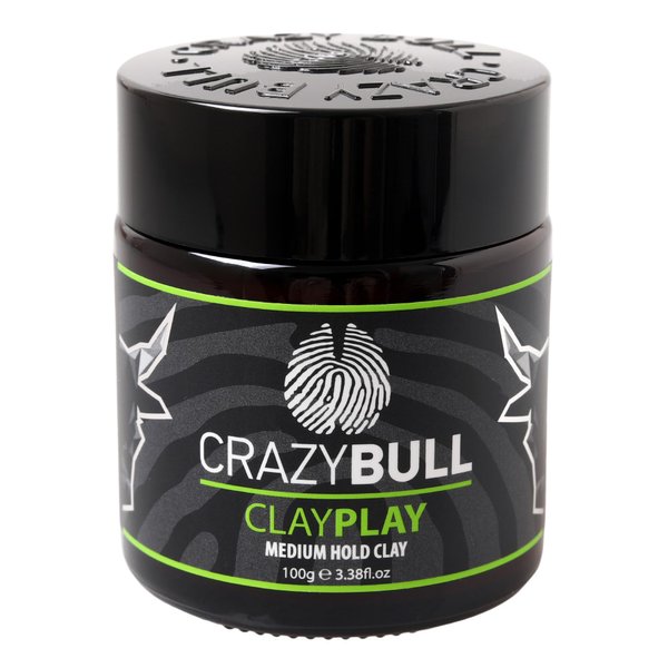 CrazyBull Hair Clay Play Medium Hold Clay - Styling Clay with Volcanic Ash Bentonite - Long-Lasting and Vegan Friendly Hair Clay for Men - 3.38 oz