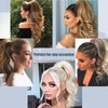 Claw Clip Ponytail Extension 100% Real Remy Human Hairpiece Pony Tails Hair Extensions Long Straight Ponytail for Women (18 inch, Balayage Caramel Blonde to Bleach Blonde)