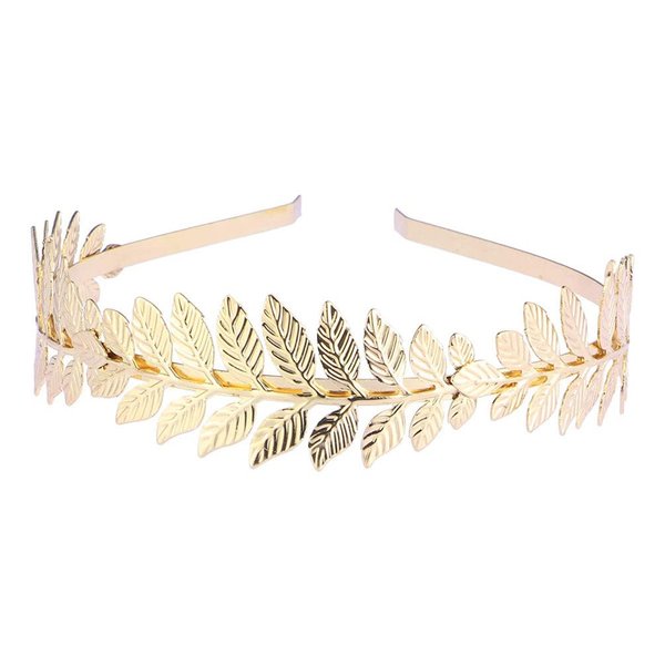 Jilukibo Gold Bridal Leaf Headband for Women, Greek Goddess Hairband Hair Accessories, Handmade Roman Goddess Crown Hair Hoop for Wedding Party Cosplay Costume Halloween