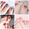 SILPECWEE 40 Sheets Toe Nail Stickers Full Nail Wraps for Women Solid Color Flower Toenail Polish Strips Nail Polish Stickers Self Adhesive Manicure Stickers for Toes with 1pc Nail File
