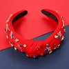 4th of July Headbands for Women, 4th of July Accessories, American Flag Patriotic Headbands, Rhinestone Pearl Knotted Headbands Beads Embellished Jeweled Headbands Holiday Gifts (Star B - Red)