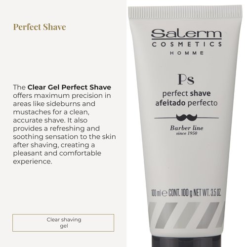 SALERM - Men's Shaving Gel - Perfect Shave Homme Barber Line - Transparent Gel for a Perfect Shave - Calms and Hydrates the Skin - Helps Reduce and Delay Hair Growth