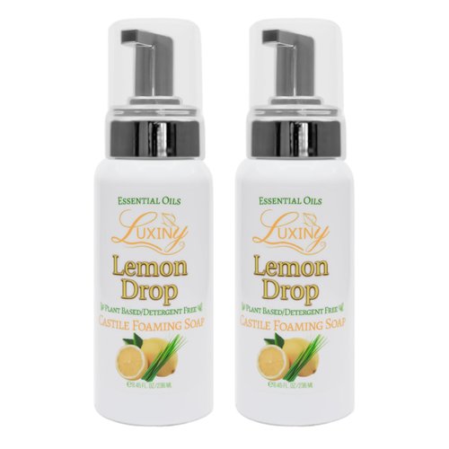 Castile soap, Liquid Foaming Hand Soap, All Natural Moisturizing Hand Wash for the Kitchen & Bathroom, Palm Oil Free, Vegan & Cruelty Free, Made in the USA, 8.45 oz., 2 Pack (Lemon Drop)
