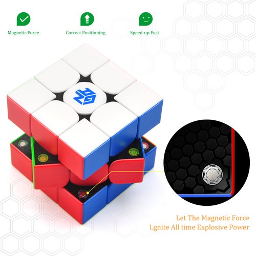 GAN 356 M Magnetic Speed Cube,3x3x3 Smooth and Fast Magic Cube Stickerless,Puzzle Cube Toy Gift for Kids,Children,Adults,Easter Basket Stuffers