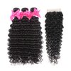 Aatifa Deep Wave Bundles with Closure 9A 100% Unprocessed Virgin Human Hair Deep Wave Bundles with Closure 4x4 Free Part Lace Closure and Bundles Human Hair Extensions (22/24/26+20 Inch)