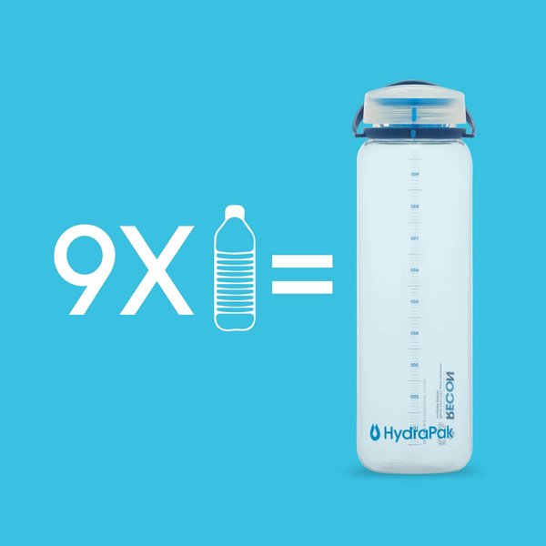 Hydrapak Recon - 50% Recycled Plastic Water Bottle, Eco Friendly & BPA Free, Smooth Flow Twist Cap, Easy Carry (25 Oz, Clear/Iris & Violet)
