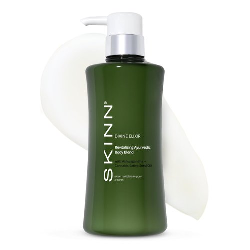 SKINN Natural Body Lotion, Ayurvedic Body Blend - Divine Elixir Revitalizing Natural Lotion for Dry Skin - Soothing, Cooling, & Moisturizing Ashwagandha Body Lotion for Wrinkles & Stretch Marks