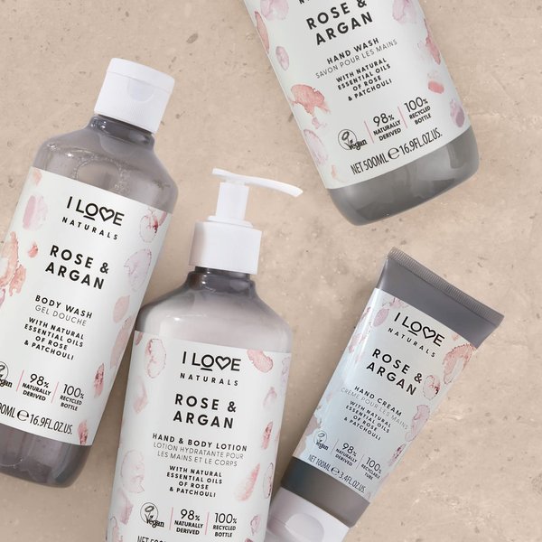 I Love Naturals Rose and Argan Hand and Body Lotion - Moisturizing Lotion for Dry Skin - Coconut Oil and Shea Butter Lotion - 16.9 oz