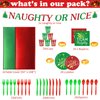 SiliFine 147 Pcs Christmas Party Tableware Set Naughty or Nice Party Supplies Xmas Disposable Dinnerware Plates Napkins Cups Knives Forks Spoons Tablecloth Banner for Xmas Dinner Party Decorations