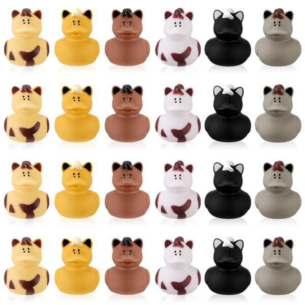 Hungdao 24 Pcs Horse Rubber Duck 2.36 Inch Bucking Horse Ducks Small Ducks Pool Float Bath Decor Gift for Horse Racing Festival Boys Girls Classroom Prizes Baby Shower Party Favors