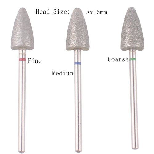 MZCMSL 3pcs Pedicure Cone Drill Bits for Foot Callus Smoothing, 3/32 Shank Pro Diamond Cuticle Bit(Fine+Medium+Coarse)