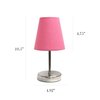 Simple Designs LT2013-PNK Mini Basic Sand Nickel Table Lamp with Fabric Shade, Pink