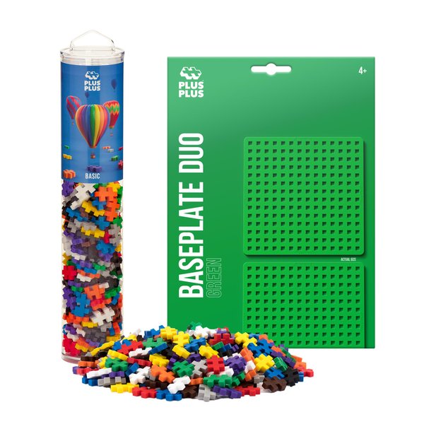 PLUS PLUS 240 Piece Interlocking Building Blocks for Kids, Open Ended Connecting Toys, STEM Bin Mini Manipulatives - Basic Mix Play Tube & Baseplate