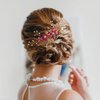 Cinaci 18 Pieces Bridal Wedding Party Prom Pearl Rhinestone Rose Red Flower Hair Side Combs Slides+U-shaped Flower Hair Pins+Twist Spiral Hairpins Floral Headpieces for Brides Bridesmaids Women Girls