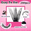 FANXITON DIY Lash Extension Kit Volume Lash Clusters 40D+50D D Curl Individual Lashes Lash Clusters Kit Thick Eyelash Extension Kit 280pcs Thin Band Cluster Lashes Lash Bond and Seal and Lash Tweezers