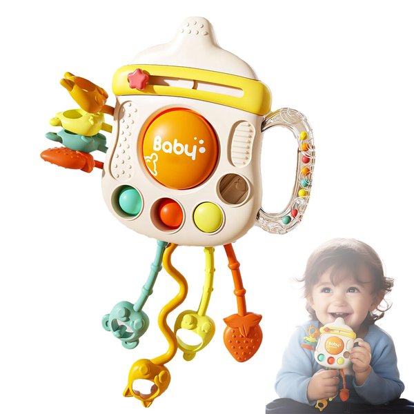 XXEDYDD Montessori Baby Sensory Toys for 6-12 Months, Silicone Pull String Teething Toy, Infant Fidget Travel Toys, Airplane Travel Essentials, Newborn Baby Christmas & Birthday Gift for Babies