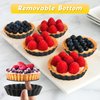 Tessco 16 Pieces Mini Tart Pans with Removable Bottom Nonstick Quiche Pan Mini Pie Pans Mini Tart Pans Bakeware Mold Fluted Side for Pies (Black Gray Round,3 Inch)