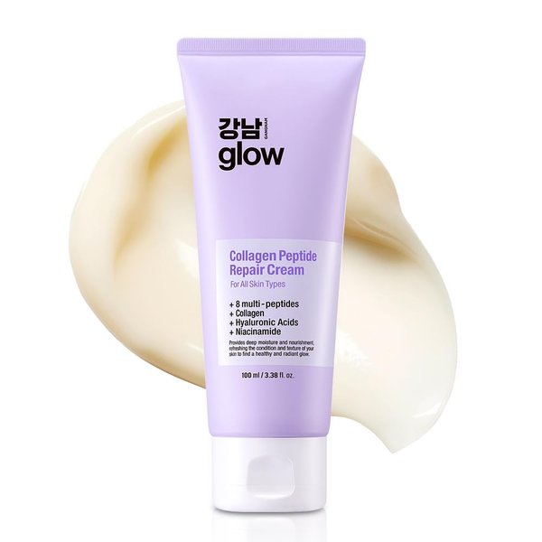 GANGNAM GLOW Collagen Peptide Repair Cream - Face Moisturizer with Collagen Peptides and Niacinamide, Anti-Aging Day and Night Cream with Retinol, Korean Skin Care (3.38 fl.oz / 100ml)