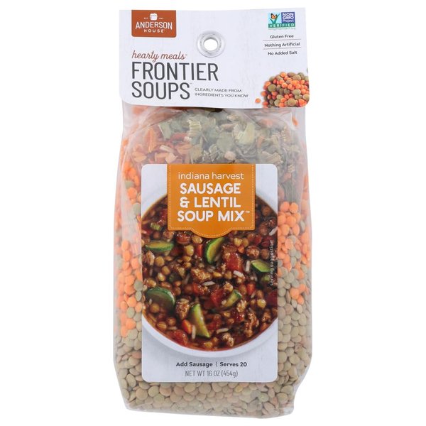 Frontier Soups Indiana Harvest Sausage & Lentil Soup Mix Gluten Free 16 oz (Pack of 2)
