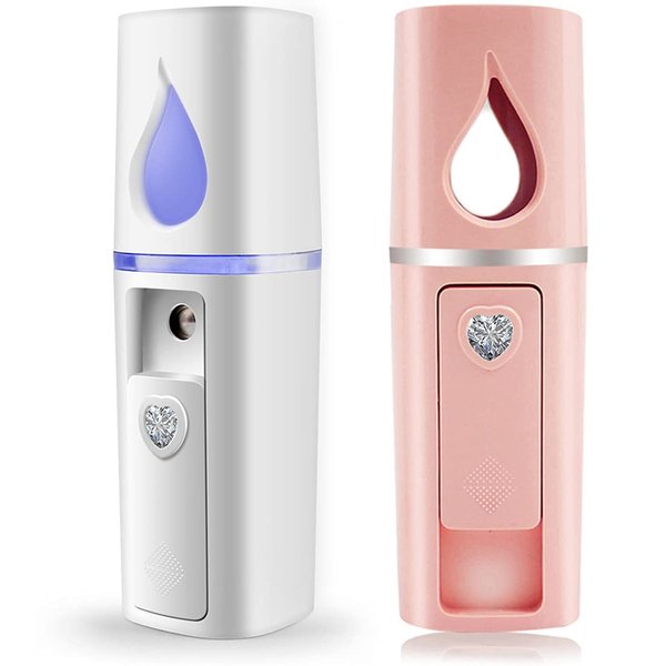 Portable Nano Facial Mister Mini Facial Steamer Atomization Eyelash Extensions with Mirror & 20ml Visual Water Tank (2 Packs)