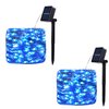 SPRKLINLIN 2 Pack 100 LED Solar Powered String Lights, Outdoor Waterproof Copper Wire 8 Modes Fairy Lights for Garden, Patio, Party, Yard, Home (Blue)