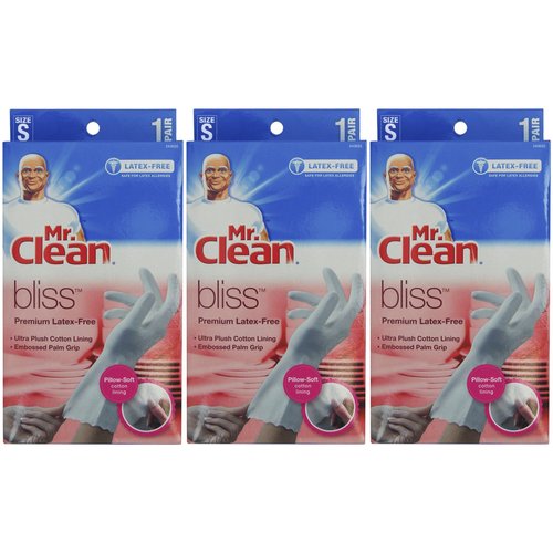 Mr. Clean Bliss Premium Latex-Free Gloves, Small, 3 pairs