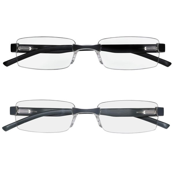 Success Eyewear Reading Glasses Set of 2 Rimless Ultra Lightweight Comfort Glasses for Reading for Men and Women +2.25