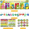 LSJDEER Dinosaur Party Favors, Dinosaur Birthday Decorations, Dinosaur Gifts Bags Keychain Mini Notepad Stickers Bracelets for Dinosaur Party Supplies Kids Boys Girls