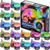ALEXES Chameleon Mica Powder – Epoxy Resin Color Pigment Powder - Color Shift Mica Powder -16 Colors Jars Set - Holographic Mica Powder