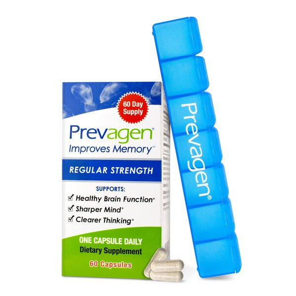 Prevagen Improves Memory - Regular Strength 10mg, 60 Capsules with Apoaequorin & Vitamin D 7-Day Pill Minder | Brain Supplement for Better Brain Health, Supports Healthy Brain Function