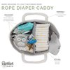 Parker Baby Rope Diaper Caddy Organizer - Nursery Storage Bin and Car Organizer for Diapers and Baby Wipes - Diaper Organizer for Baby Essentials - Gray
