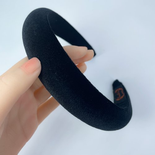 Firecolor Chic Black Padded Headband Velvet Headbands Puffy Sponge Thick Hairbands Vintage Wide Hair bands for Women girls accessories Trendy and Cute solid color headbands (Black)