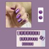 Glitter Bling Crystal Press on Nails Square Short False Nails Purple Glitter Design Full Cover Stick on Nails Glossy Acrylic Nails Reusable Gradient Solid Color Fake Nails For Women Daily Wear 24Pcs