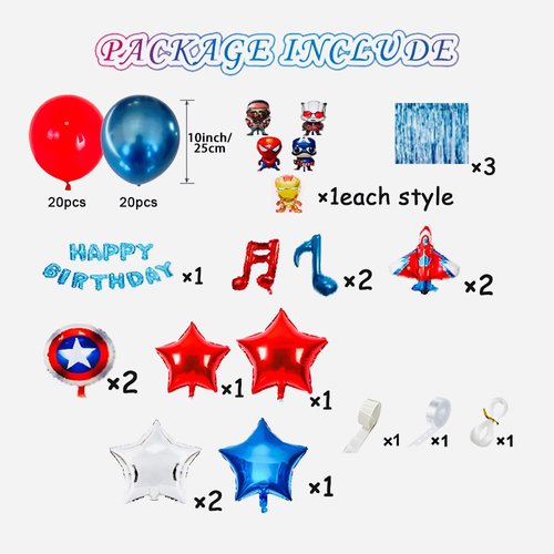 Birthday Decorations for boys,Superhero Birthday Balloon Garland for Kids, Colorful Comic Hero Party Decorations, Fun & Festive 63pcs Balloon set for Kids themed parties.