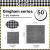 Gatherfun Disposable Paper Napkins Black and White Gingham for Dinner Picnic and Parties (Pack of 50)