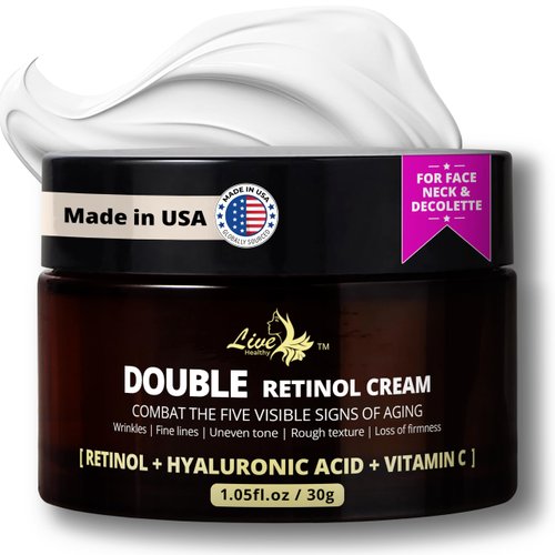 Live Healthy Retinol Cream for Face - [2.5%] Neck Firming and Tightening, Anti Aging Face Cream - Advanced Wrinkle Cream, Faded Cream for Dark Spots with Collagen & Vitamin C - Made in USA |1.05 fl oz