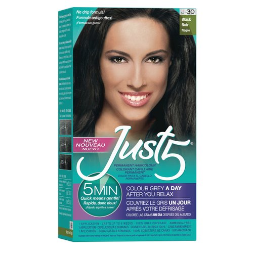 Just 5 Women's 5 Minute Permanent Hair Color with Conditioner, Grey Hair Coloring for Women - Black
