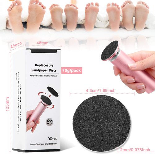 120 Pieces Replacement Sandpaper Discs for Electric Foot File Adjustable Speed Callus Remover Tool Sandpaper Pad Disks Replaceable for Men Women Dead Cracked Hard Skin