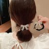Xiwstar 2Pcs Elegant Rhinestone Bow-knot Scrunchies Hair Bands Pearls Bow Hair Ties Ponytail Holder Hair Accessories for Women Girls