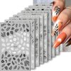 10 Sheets White Black Nail Art Stickers Decals 3D Self- Adhesive Black Flower Nail Stickers White Leaf Nail Decals Retro Butterfly Nail Supplies Nail Art Design Decoration Accessories for Women Girls