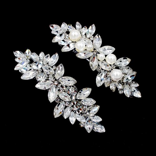 Fireach Hair Barrettes for Women Rhinestones Pearl Hair Clips for Women Thin Thick Hair French Hair Accessories for Women or Girl Vintage Wedding Hair Jewelry for Women
