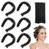 Heatless Hair Curler, Black Satin Covered Heatless Hair Curlers for Overnight Curls Flexi Rods for Heatless Curls to Heat Hair Curlers to Sleep In, Curling Rod Curlers for Straight Short Hair 6Pcs