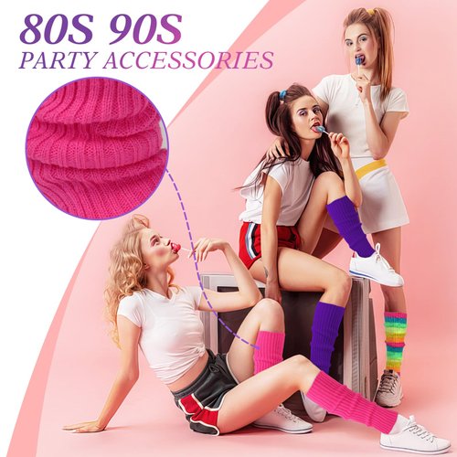 Buauty 80s 90s Leg Warmers for Women, Neon Ribbed Leg Socks, Stylish Accessories for Inspired Outfits for Yoga,Running,Hiking40
