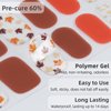 DUKASOU Semi Cured Gel Nail Strips, 28 pcs Fall Gel Nail Stickers Full Nail Wraps, Work with Any UV Lamp, Thanksgiving Gel Nail Strips, Includes Prep Pads, Nail File & Wood Stick (Maple Leaf)