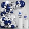 109PCS Navy Blue Silver Confetti Balloons for Graduation Birthday Baby Shower Wedding Anniversary Party Supplies Decorations