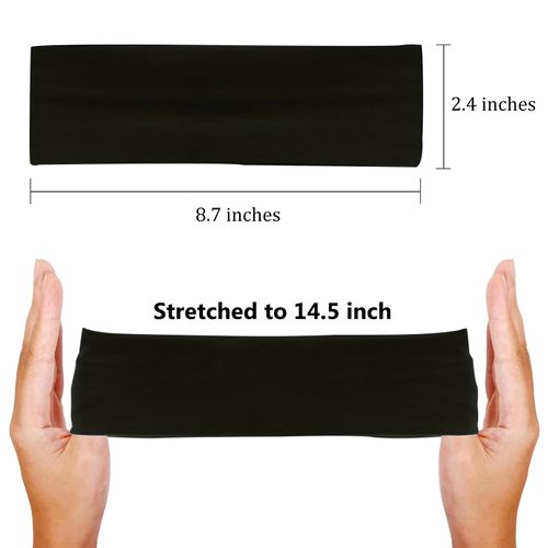 Gowpug Headbands for Women 16 Pack Non Slip Hair Bands for Women's Hair Elastic Cloth Headbands Soft Stretchy Cotton Headband for Workout Yoga Sports (Black,White,Gray Dark,Gray)