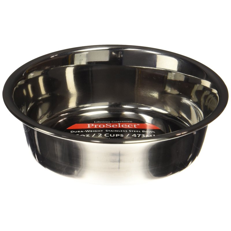 ProSelect Dura-Weight Stainless Steel Dishes — Durable Dishes for Dog and Cat Food, 1-Pint