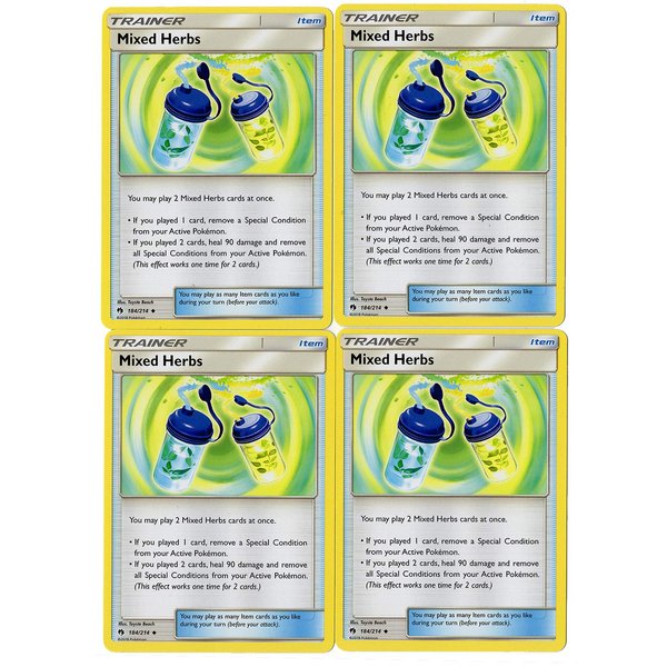 Mixed Herbs 184/214 - Sun Moon Lost Thunder - Trainer Card Set - x4 Card Lot (Playset)