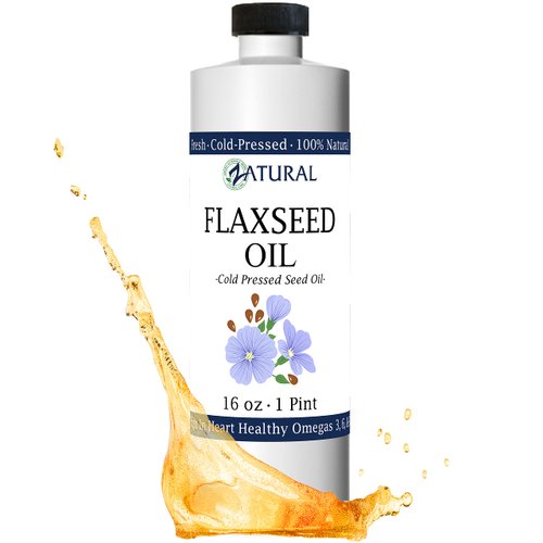 Zatural Flaxseed Oil Organically Grown 100% Pure Flax Seeds Cold Pressed Vegan Omega Fatty Acids 16oz