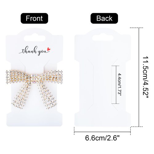 joycraft Hair Clip Display Cards, 50Pcs Hair Clip Bow Display Cards, 4.5x2.6 Inches White Clip Display Cards, 350GSM Cardstock Paper for Hair Accessories Display and Organizing